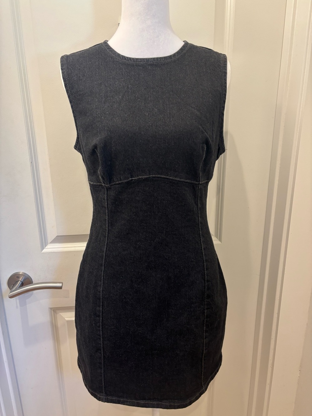 NWT Zara Classic black wash Sleeveless Denim Dress - S